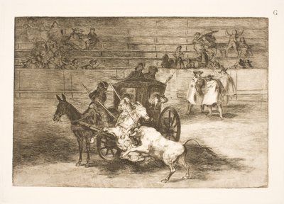 Lucha desde un carro tirado por dos burros de Francisco de Goya