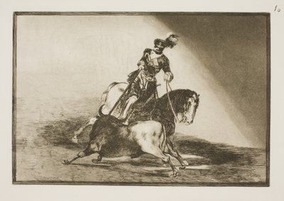 Carlos V empalando un toro en la arena de Valladolid de Francisco de Goya