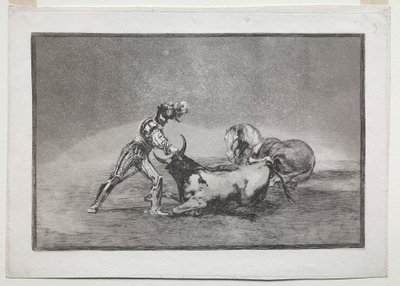 La Tauramaquia:  A Spanish Knight Kills the Bull after Having Lost His Horse de Francisco de Goya