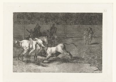 Mariano Ceballos doodt een stier Madriano Ceballos, alias El Indio, mata el toro desde su caballo La Tauromaquia (series title) Stierenvechten (series title) de Francisco de Goya