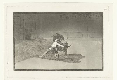 Martincho in gevecht met een stier El famoso Martincho poniendo banderillas al quiebro Stierenvechten (series title) La Tauromaquia (series title) de Francisco de Goya