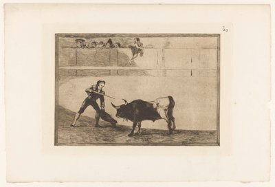 Pedro Romera Martínez doodt een stier Pedro Romero matando á toro parado Stierengevechten (series title) La Taureaumachie (series title) La Tauromaquia (series title) de Francisco de Goya