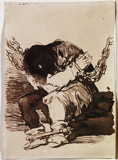 Prisionero encadenado sentado de Francisco de Goya
