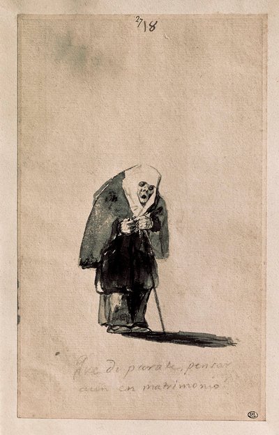 Qué disparate, pensar aún en matrimonio, c. 1819-23 de Francisco de Goya