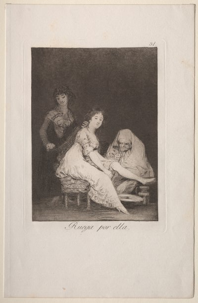 Caprichos: Ella Reza por Ella de Francisco de Goya