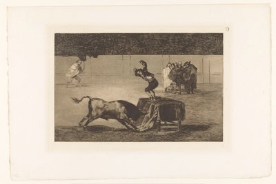 Torero de pie sobre una mesa en el ruedo
Otra locura suya en la misma plaza
Tauromaquia (título de la serie)
La Taureaumachie (título de la serie)
La Tauromaquia (título de la serie) de Francisco de Goya