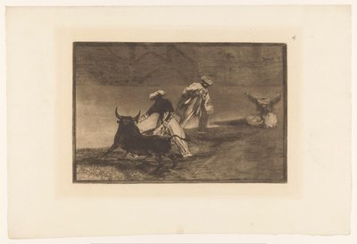 Toreros en una arena Capean otro encerrado Corridas de toros (título de la serie) La Taureaumachie (título de la serie) La Tauromaquia (título de la serie) de Francisco de Goya