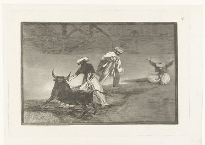 Toreros en una arena Capean otro encerrado Corridas de toros (título de la serie) La Tauromaquia (título de la serie) de Francisco de Goya