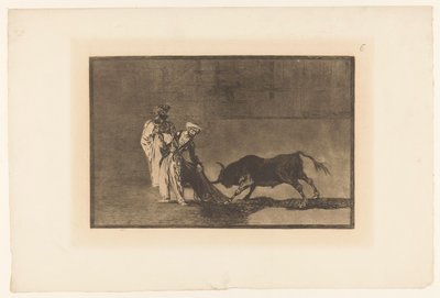 Stierenvechten in een arena Los Moros hacen otro capeo en plaza con su albornoz Stierengevechten (series title) La Taureaumachie (series title) La Tauromaquia (series title) de Francisco de Goya