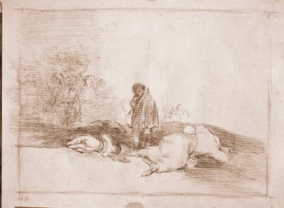 Los desastres de la guerra: Nadie lo ayuda de Francisco de Goya