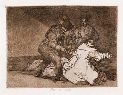 Los Desastres de la Guerra: Esto es malo (aguafuerte del dibujo preparatorio) de Francisco de Goya