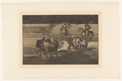 Torero met brandende banderillas Banderillas de fuego Stierengevecht (series title) La Taureaumachie (series title) La Tauromaquia (series title) de Francisco de Goya