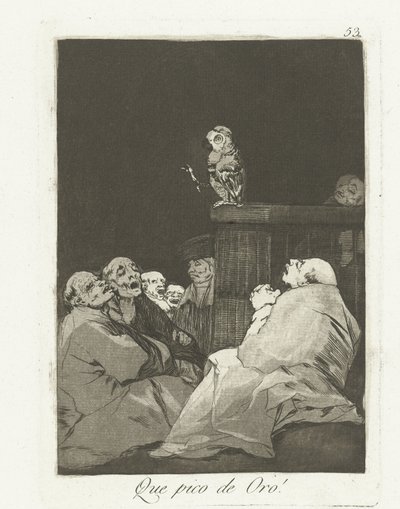 ¡Qué pico dorado! Que pico de oro! (título en el objeto) Los Caprichos (título de la serie) de Francisco de Goya