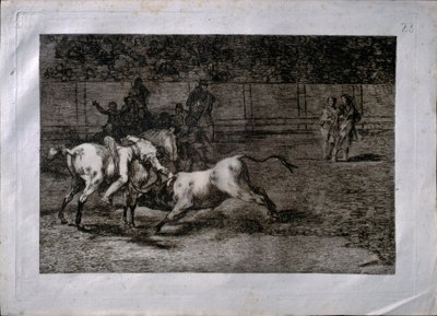 Mariano Ceballos, llamado el Indio, mata al toro a caballo de Francisco de Goya