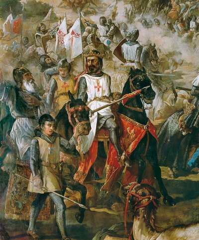 Reconquista de España: Batalla de Las Navas de Tolosa el 16/07/1212 entre el ejército cristiano y el ejército de los moros. Detalle que representa al rey Alfonso VIII. Pintura de Francisco de Paula Van Halen (1810-1887). 1864.Madrid. Palacio del Senado. de Francisco de Paula van Halen