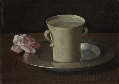 Una taza de agua y una rosa, c. 1630 de Francisco de Zurbaran