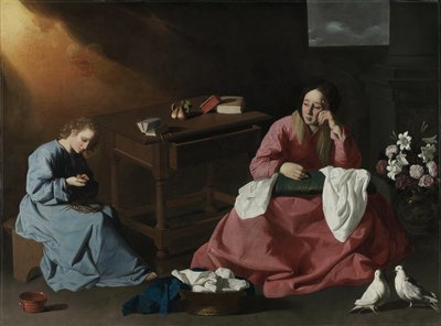 Cristo y la Virgen en la Casa de Nazaret, c.1640 de Francisco de Zurbaran