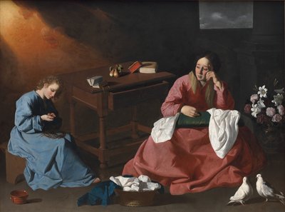 Cristo y la Virgen en la Casa de Nazaret, c. 1640 de Francisco de Zurbaran