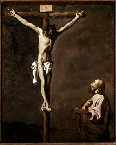 Crucifixión y pintor (Autorretrato del artista en el papel de San Lucas al pie de la cruz) de Francisco de Zurbaran