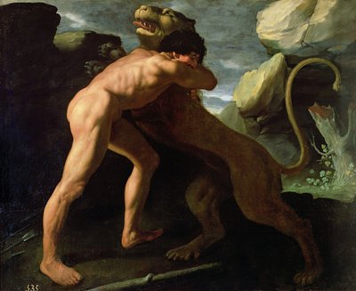 Hércules luchando con el león de Nemea de Francisco de Zurbaran