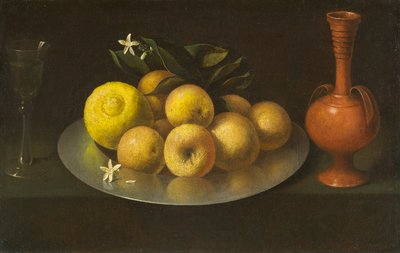 Naturaleza muerta con vaso, fruta y jarra, c.1650 de Francisco de Zurbaran