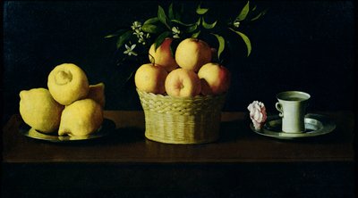 Naturaleza muerta con limones, naranjas y una rosa de Francisco de Zurbaran