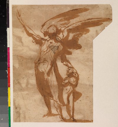 Ángeles guardianes caminando con un niño, recto, siglo XVII de Francisco the Younger Herrera