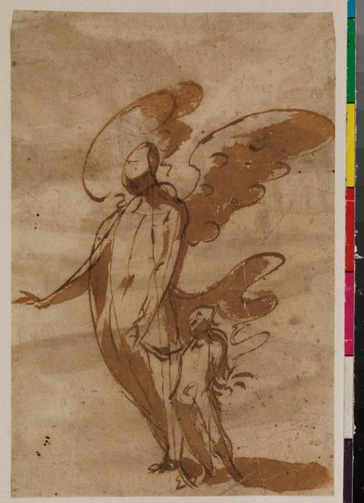 Ángel de la guarda caminando con un niño, recto, siglo XVII de Francisco the Younger Herrera