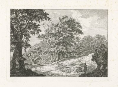 Paisaje con dos figuras junto a la carretera de Franciscus Andreas Milatz