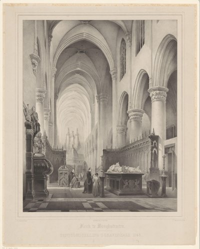 Interior de la Iglesia de Santa Catalina en Hoogstraten Iglesia en Hooghstraeten (título sobre objeto) Exposición La Haya 1843 (título sobre objeto) de Franciscus Bernardus Waanders