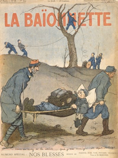 "Nuestros heridos", portada de la revista "La Baionette de Francisque Poulbot