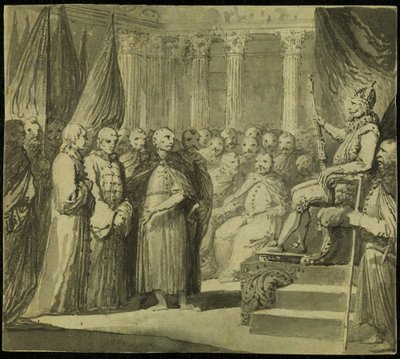 El Zar Vasili IV Ivanovich Shuisky ante el Rey Segismundo III Vasa, finales del siglo XVIII de Franciszek Smuglewicz