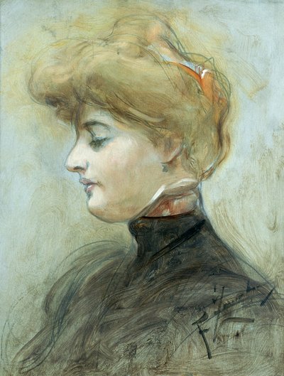 Cabeza de una mujer rubia, c.1895 de Franciszek Zmurko