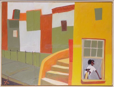 Brownstone Blues, 2000 (técnica mixta sobre lienzo) de Francks Deceus