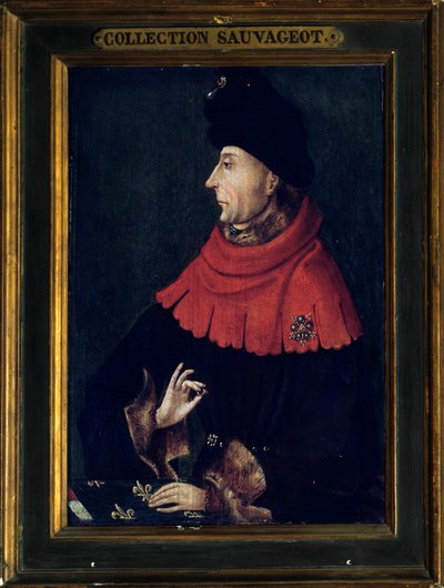 Retrato de Juan sin Miedo, Duque de Borgoña (1371-1419) Pintura de la escuela de Borgoña. Principios del siglo XV de Franco Burgundian