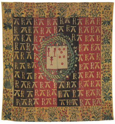 Tapiz armorial de mille-fleurs que representa las armas de Robert Chabot y Antoinette d