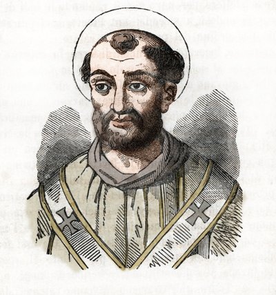 Antiquite: representación del Papa Fabien (Fabian o Fabiano o Fabianus) (236-250) Dibujo de "Misteri del Vaticano" de Franco Mistrali de Franco Mistrali