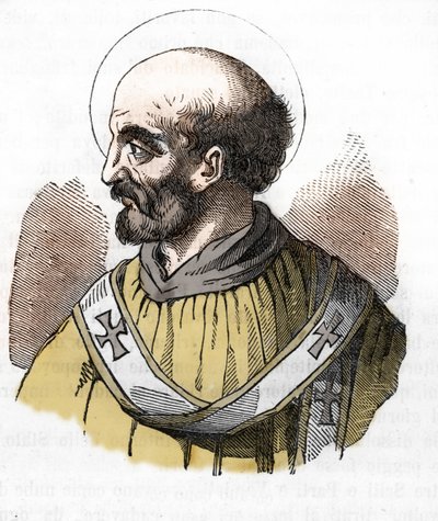 Antiquite: representación del Papa Sixto II (Sixto o Sixto) (258) Dibujo de "Misteri del Vaticano" de Franco Mistrali de Franco Mistrali