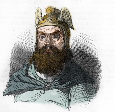 Retrato de Atila (395-453) Rey de los hunos - dibujo de "I misteri del vaticano" de Franco Mistrali 1843 de Franco Mistrali
