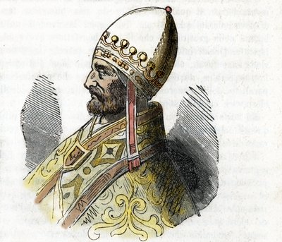 Retrato del Papa Adriano IV (Nicolas Breakspear (o Breakspeare)) (1100-1159) (Adrian, adrianus o adriano) Dibujo de "Misteri del vaticano" de Franco Mistrali de Franco Mistrali