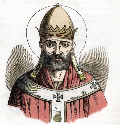 Retrato del Papa Dámaso I (305-384) dibujo de "I misteri del vaticano" de Franco Mistrali 1843 de Franco Mistrali