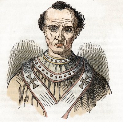 Retrato del Papa Juan X Cenci (860-929) (Papa Juan X) dibujo de "I misteri del vaticano" de Franco Mistrali de Franco Mistrali