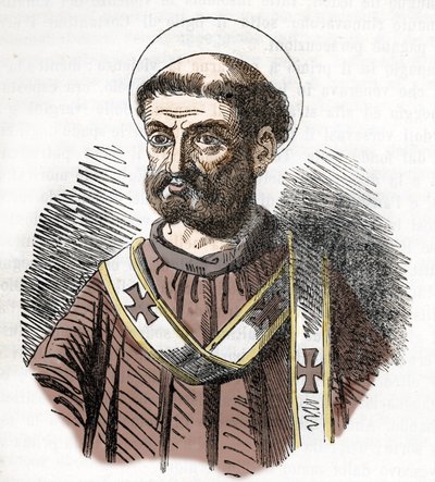 Retrato del Papa Libere (Liberio) (352-366) Grabado de "I misteri del vaticano" de Franco Mistrali 1843 de Franco Mistrali