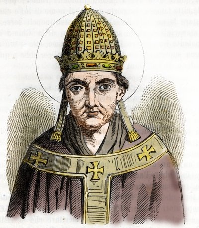 Retrato del Papa Silvestre I (Silvestre o Sylvester o Silvestro) (314-335) - Dibujo de "Misteri del Vaticano" de Franco Mistrali de Franco Mistrali