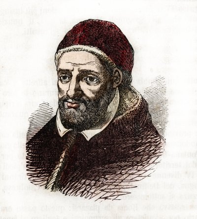 Representación del Papa Clemente VIII (Clemente o Clemens) (1592-1605) Dibujo de "Misteri del Vaticano" de Franco Mistrali de Franco Mistrali