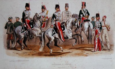 Soldados de caballería franceses en la época del Segundo Imperio de Francois Hippolyte (after) Lalaisse