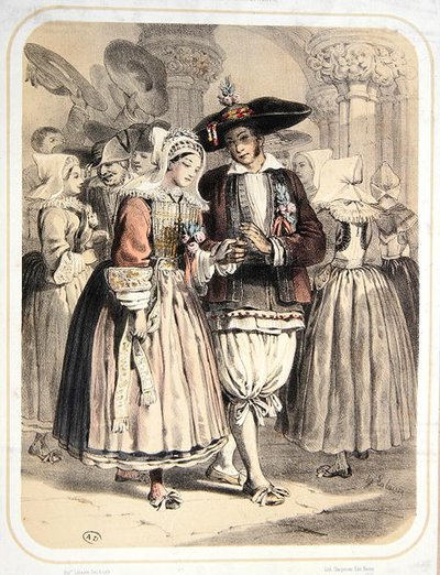 Novios de la región de Saille, Francia, c.1850 de Francois Hippolyte Lalaisse