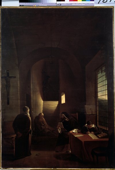 El astrónomo italiano Galileo Galilei (1564-1642) en su celda en Florencia durante la Inquisición de Francois Marius Granet