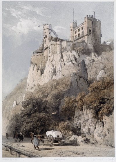 Chateau Rheinstein. En "El monumental y pintoresco Rin". Litografías de Fourmais y Stroobant de Francois Stroobant