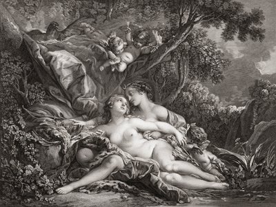Júpiter y Calisto. (imprimir) de Francois (after) Boucher
